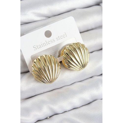 Pirinç İstiridye Model Gold Renk Kadın Küpe