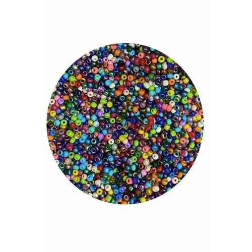 Karışık Renk 4 mm Yaklaşık 660 adet / 60 gram Cam Boncuk Oya Yazma Bileklik ve Kolye