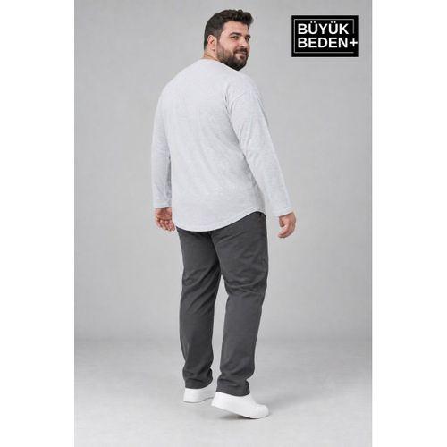 Erkek Büyük Beden Bisiklet Yaka Süprem İnce Uzun Kollu Oval Etek Tişört SPR26BTS943