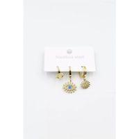 3'lü Göz Küpe - Altın