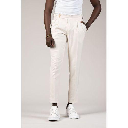 Perpant Slimfit Çift Pileli Kemer Tokalı Yazlık Kumaş Pantolon