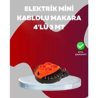 3 Metre Kablolu 4’lü Kırmızı Priz Makara