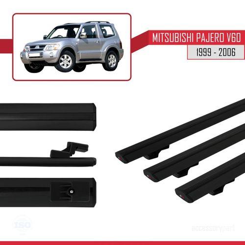 Mitsubishi Pajero (V60) 3 Kapı 1999-2006 Arası ile uyumlu Basic Model Ara Atkı Tavan Barı SİYAH 3 ADET
