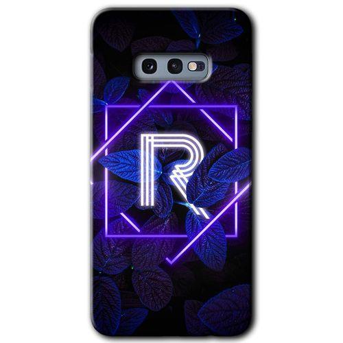 Galaxy S10e Kılıf HD Desen Baskılı Arka Kapak - Dark Neon Yaprak R Harfi
