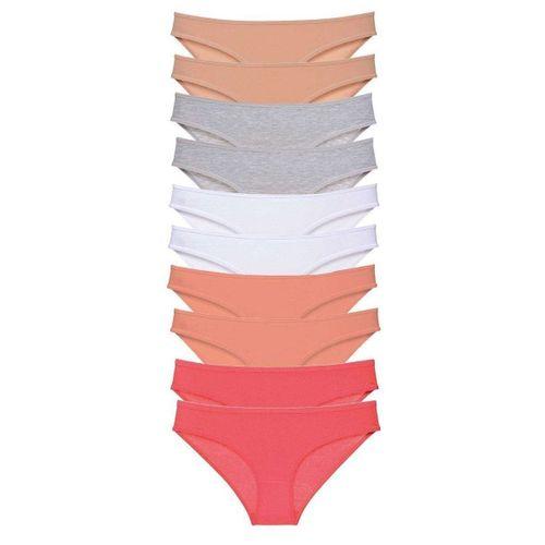 10 Adet Süper Eko Set Likralı Kadın Slip Külot Ten Gri Beyaz Pudra Fuşya