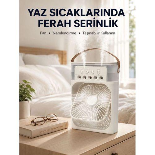 Taşınabilir 3ü 1 Arada Mini Fan | Nemlendirici + Soğutucu + Gece Lambası Yeni Nesil