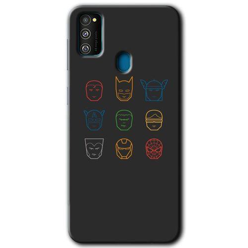 MRCİLETİSİM Samsung Galaxy M30s Kılıf Baskılı Kapak - Avengers Minimalism + 5D Tam Kaplayan Cam