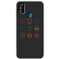 MRCİLETİSİM Samsung Galaxy M30s Kılıf Baskılı Kapak - Avengers Minimalism + 5D Tam Kaplayan Cam