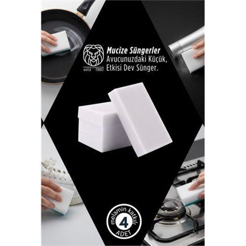 4’lü Melamin Katkılı Ultra Güçlü Mucize Leke Silici Sünger Seti 722894