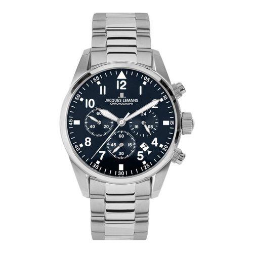 Jacques Lemans Sport JL.42-2D Quartz Çelik Gri Mavi Kadran 10 ATM 42 mm Erkek Kol Saati