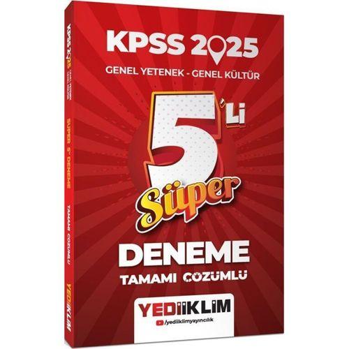 2025 KPSS Genel Yetenek Genel Kültür Tamamı Çözümlü Süper 5 li Deneme Yediiklim Yayınları