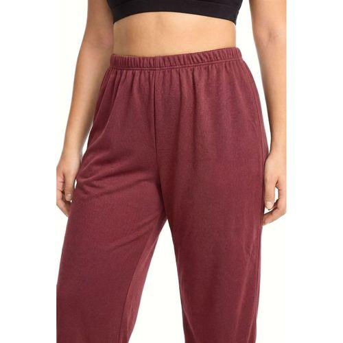 Kadın Bordo Dokulu Büyük Beden Cepli Pijama Altı Rahat Kesim Yumuşak Kumaş Ev Giyim Alt