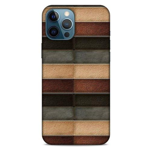 Apple iPhone 12 Pro Max Kılıf Patchwork (20) Koruyucu Kılıf Bej Siyah