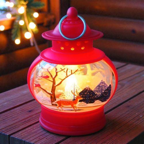 VIP KALİTE OVAL KIRMIZI GEYİK YILBAŞI FENERİ GÜN IŞIĞI LED IŞIKLI FENER YILBAŞI HEDİYELERİ 14X8X4 CM