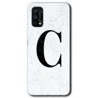 Potkal Hediye Fabrikası Realme 7 Pro Kılıf HD Desen Baskılı Arka Kapak - Beyaz Mermer Desenli C Harfi