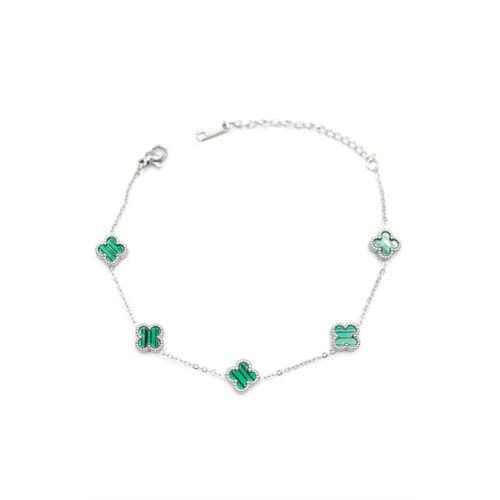 Gümüş VC Yonca Bileklik - Yeşil