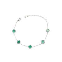 Gümüş VC Yonca Bileklik - Yeşil