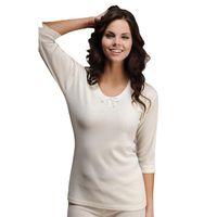 Hasyün Kadın Merinos Yünü Yarım Kol İnterlok Yaka-Kol İşlemeli Fanila