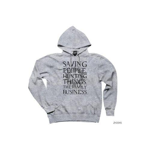 Supernatural Saving People Hunting Gri Kapşonlu Sweatshirt Hoodie