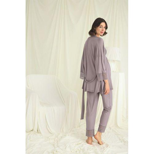 Dantelli Hamile Lohusa 3lü Pijama Takımı