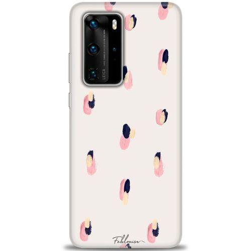 Huawei P40 Pro Kılıf HD Baskılı Kılıf - Pembe Lacivert + Tam Ekran Koruyucu