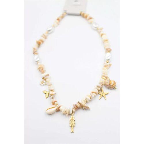 Doğal Taş Kolye - Krem