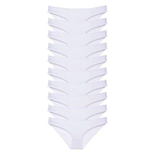 10 Adet Süper Eko Set Likralı Kadın Slip Külot Beyaz