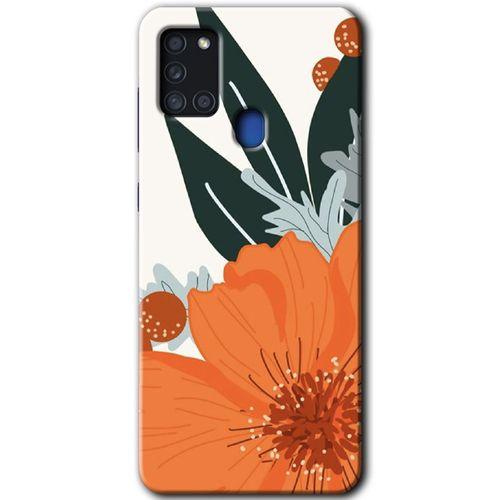 Samsung Galaxy A21s Kılıf Baskılı Kapak - Portakal Çiçeği +Tam Ekran Koruyucu