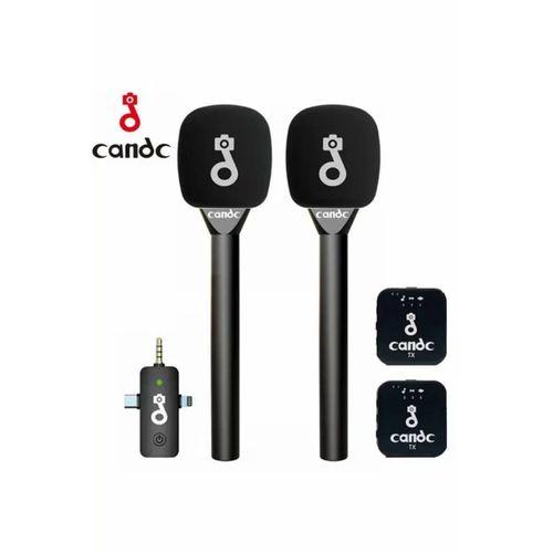 Çift Mikrofonlu Profosyonel Kablosuz Yüksek Kaliteli Ses Kaydı Röportaj Mikrofonu