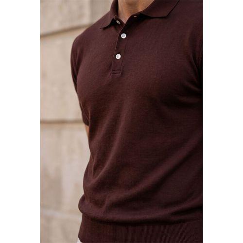 Newman Regular Fit Düğmeli Polo Yaka Viskon Triko Erkek T-Shirt - Kahve