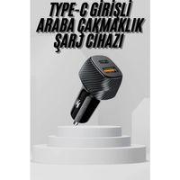 Araç İçi Şarj Cihazı 38w Güç Kapasiteli Type-c Girişli Araba Çakmaklık