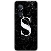 Huawei Nova 9 SE Kılıf HD Desen Baskılı Arka Kapak - Siyah Mermer Desenli S Harfi