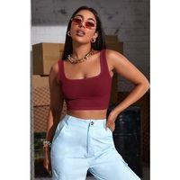 Kadın Bordo Kalın Askılı Crop Top Büstiyer