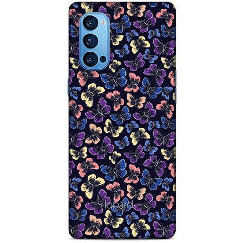 Oppo Reno 4 Pro Kılıf Kelebek Etkisi (20) Koruyucu Kılıf Fuşya Mavi