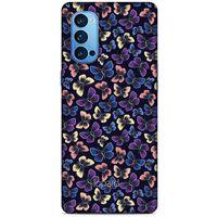 Oppo Reno 4 Pro Kılıf Kelebek Etkisi (20) Koruyucu Kılıf Fuşya Mavi