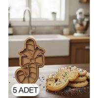 5Li Fiyonk Detaylı Noel Şekeri Baston Şekillendirici Kalıp Kurabiye Hamur Kesici Seti