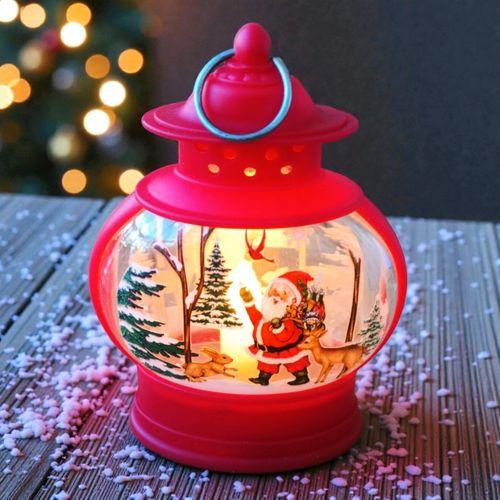 VIP OVAL KIRMIZI NOEL BABA YILBAŞI FENERİ GÜN IŞIĞI LED IŞIKLI FENER YILBAŞI HEDİYELERİ 14X8X4 CM