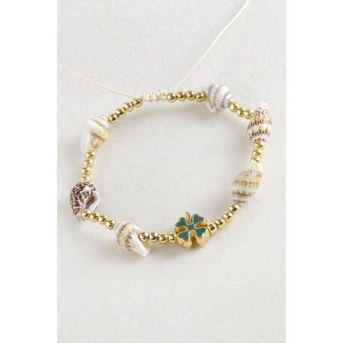 Yonca Deniz Kabuğu İnci Makrome İp Bileklik