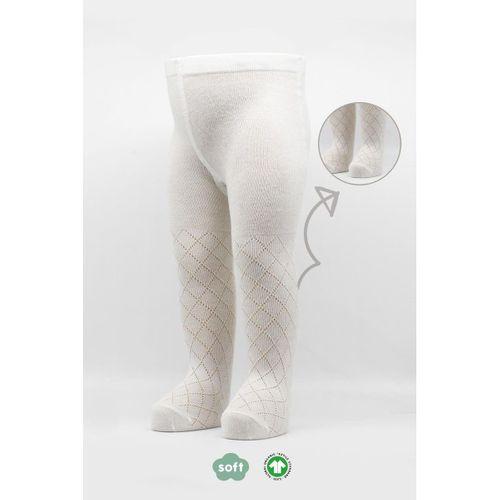 Bistyle Bistyle Tekli Ekose Kabartma Penye Külotlu Çorap BS50105 Ekru