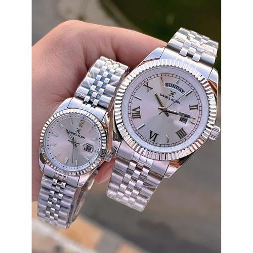 Bay Ve Bayan Çelik Kordon Çiftlere Özel 3 Atm Suya Dayanıklı Cift Saati CF.PK.12994.P3