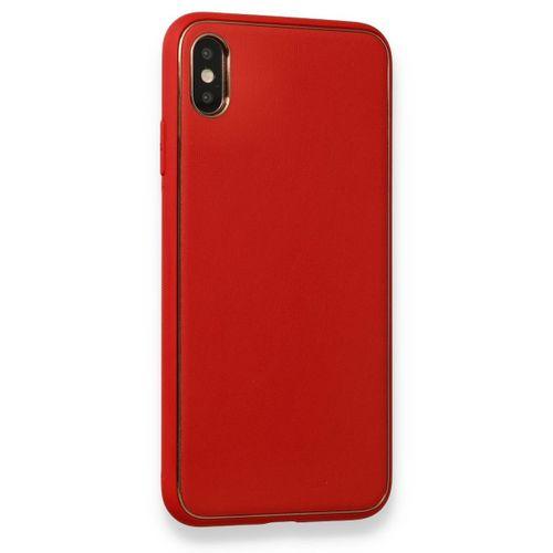 iPhone X Kılıf Coco Deri Silikon Kapak - Kırmızı