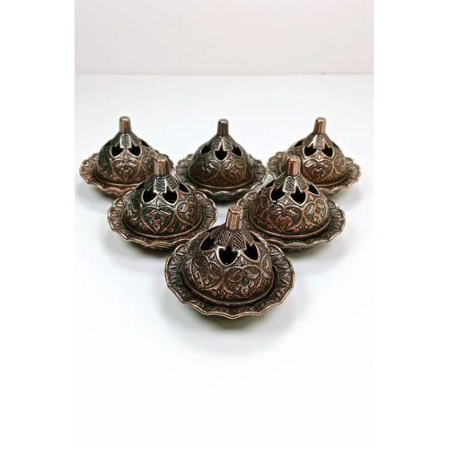 6 Lı Mini Eskitme Osmanlı Temalı Koyu Renk Lokumluk Sunum