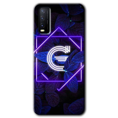 Vivo Y20 Kılıf HD Desen Baskılı Arka Kapak - Dark Neon Yaprak G Harfi