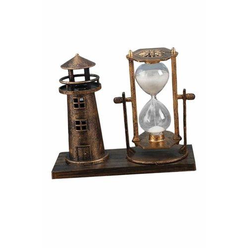 Deniz Feneri Kum Saati Ahşap Görünümlü Vintage Tarz Biblo