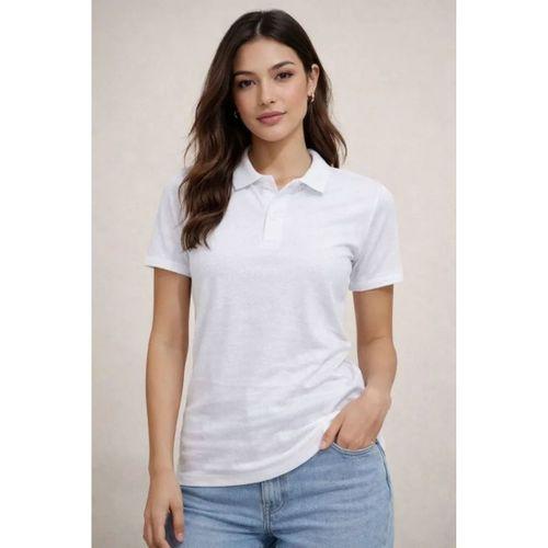 Polo Yaka Pike Kumaş Düğmeli Basic Tişört T-Shirt Günlük Rahat - Beyaz