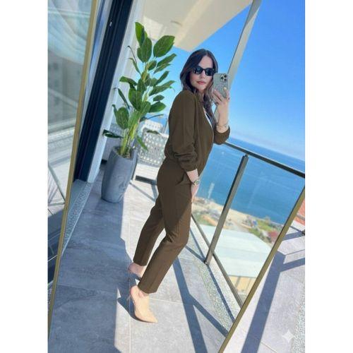 Kadın Uzun Kollu önden Fermuarlı Modal Ceket Ve Pantolon Ikili Takım