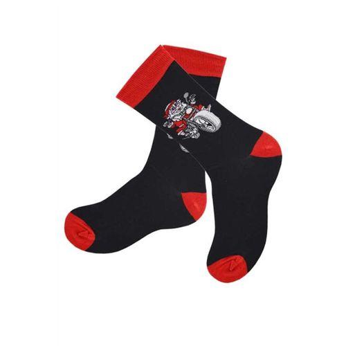 Dode Flora Club Erkek Pamuk Merry Christmas Motosikletli Noel Baba Desenli Yılbaşı Çorabı