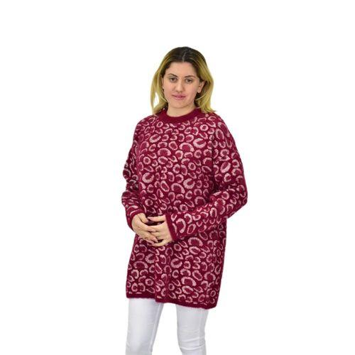 Kadın Leopar Desen Oversize Kazak 140116 BGL-ST04081