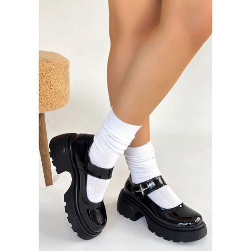 Siyat Siyah Rugan Dolgu Topuk Oxford Ayakkabı