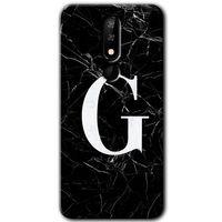Casper Via P3 Kılıf HD Desen Baskılı Arka Kapak - Siyah Mermer Desenli G Harfi